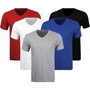 6 Pack Lots Men\'s Plain Slim Fit Plain V-Neck T-Shirts Muscle Tee Short Sleeve