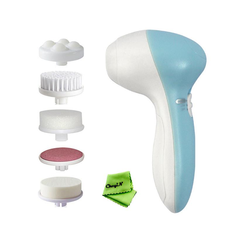 5 in 1 Electric Face Massager Wash Mahine Pore Cleaner Facial Cleansing Brush Exfoliation Body Spa Skin Care Massage RCS30-48P