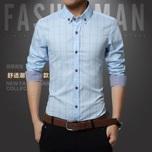 Hot Sale New Brand Men Shirts Long Sleeve Casual Male Dress Shirts Solid White/Dark Blue Slim Fit Clothes Free Shipping