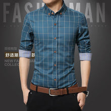 2015 New 100% Cotton Plaid Men Shirt Mens Dress Shirts Slim Fit Social Shirt Men Causal Striped Shirt Men Camisas Hombre M-5XL