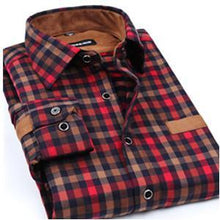 Port&Lotus Men Shirt Long Sleeve Plaid Patchwork Asian size Casual Thicken Shirts camisa masculina chemise homme148 men clothing
