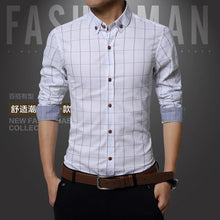 Hot Sale New Brand Men Shirts Long Sleeve Casual Male Dress Shirts Solid White/Dark Blue Slim Fit Clothes Free Shipping
